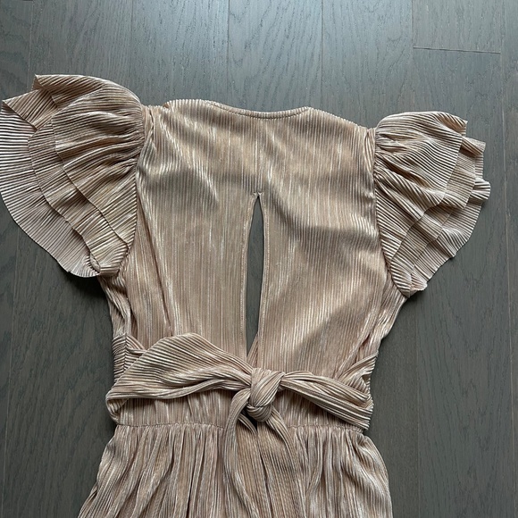 Sabina Musayev MAZE Gold Tiered Maxi Dress Ruffle Sleeve Tie - XS X SMALL - Picture 11 of 13